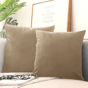 Bej Kırlent Kılıfı 4'lü Set - Gizli Fermuarlı - Kadife Dokulu