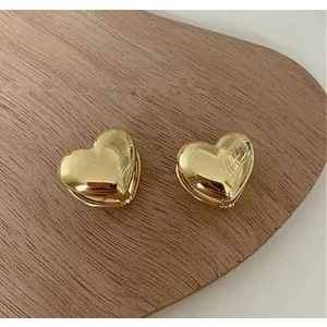 Kalp Detay Gold Küpe