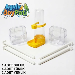 Agviv Joypati Kuş Kafes Ihtiyaç Seti Suluk Yemlik Tünek