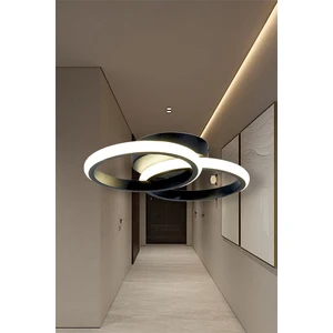 Ey Shop Modern İkili Siyah Yuvarlak Model Tek Renk Beyaz LED Avize Antre Hol Koridor Oda