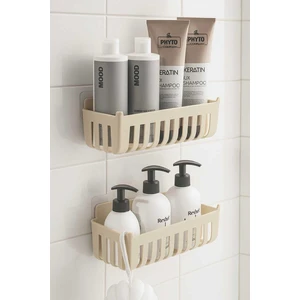 Deby 2'li Yapışkanlı Banyo Rafı Bej
