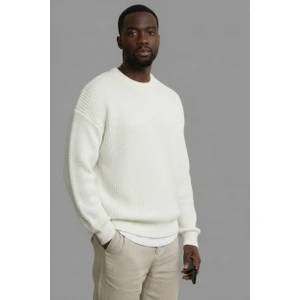 Erkek Oversize Kesim Bisiklet Yaka Örme Triko Kazak