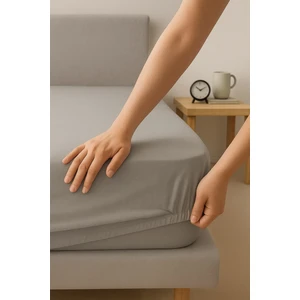 Gri Renk Penye Lastikli Çarşaf 90x190 Tek Kişilik %100 Pamuklu Lastikli Penye Çarşaf