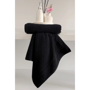 %100 Pamuk El Havlusu 2'li - Modern Çizgili Tasarım - Yumuşak Dokulu - Siyah Renk