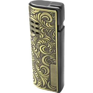 Kişiye Özel Yazılı Antik Sarı Renk Sarmaşık Işlemeli Manyetolu Çakmak