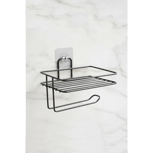 Yapışkanlı Tuvalet Kağıtlığı Tutacağı Askısı Mat Siyah Metal Tuvalet Kağıtlık