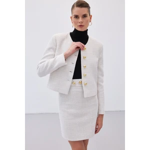 Kısa Tüvit Ceket - Taş