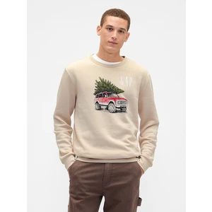 Erkek Bej Gap Logo Fleece Sweatshirt