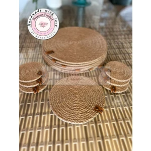 Double Knot Design Jüt 13 Prç Set Supla Amerikan Servis Seti Hasır Tress Hediyelik