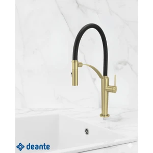 Corda BRC_R72M Çift Akışlı Elastik Spiralli Altın Mutfak Evye Bataryası | Bal Peteği Aeratör, sessiz kullanım