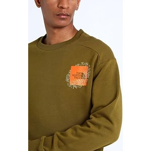 Haki Bisiklet Yaka Turuncu Logo Baskı Sweatshirt The North Face