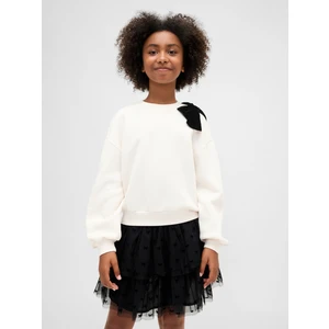 Kız Çocuk Krem Süslü Dolman Sweatshirt