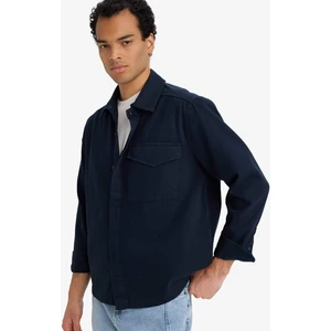 Boxy Fit Polo Yaka Twill Uzun Kollu Gömlek F7124AX25AU