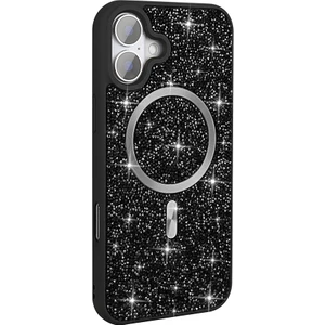 iPhone 17 Kılıf Pırlanta Tasarımlı Kablosuz Şarj Özellikli Mozaik Silikon Kapak