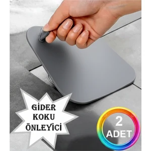 2 Adet Gider Koku Önleyici Giderici Kare Silikon Banyo Mutfak Balkon Lavabo Gider Tıpası Kapağı Gri
