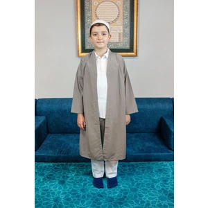 İhvan Online Açık Kahverengi Buhara Yaka Namaz Elbisesi Erkek Çocuk Cübbe