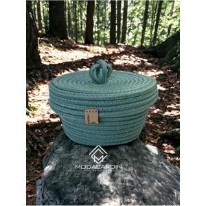 Jüt Hasır Sepet Oval Kapaklı Organizer 20X20