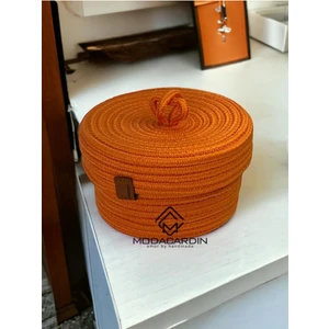 Jüt Hasır Sepet Oval Kapaklı Organizer 20X20