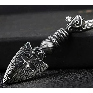 Daisy Shop Paslanmaz Çelik Templar Shield Cross Kalkan Haç Kolye