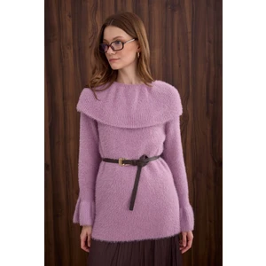 Yaka Detaylı Kazak Violet