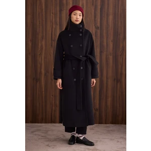 Funnel Neck Uzun Kaban Siyah