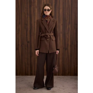 Blazer Kaşe Kaban Kahve