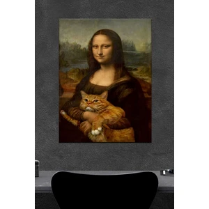 Mona Lisa Cat Ahşap Poster (27X18)
