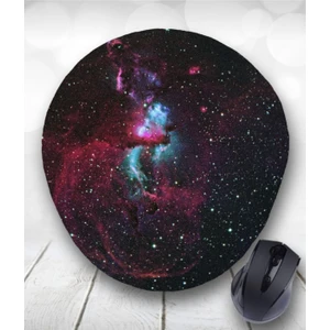 Siyah Galaksi Baskılı Oval Bilek Destekli Mouse Pad