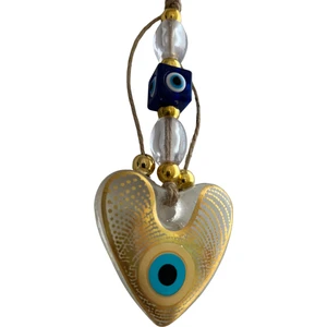 Nevce Store Kalp Nazar Boncuğu Duvar Süsü – Küçük Boy - Altın Detaylı - Ev & Ofis Dekor – Zarif Özel Hediye