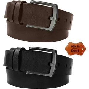 2 Adet 100 % hakiki deri Siyah Erkek Kot Kemer 4,5 cm