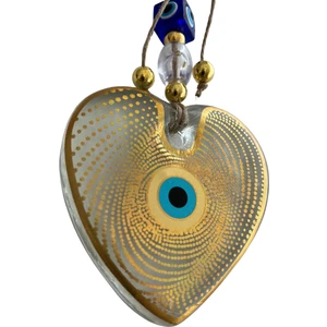 Nevce Store Kalp Nazar Boncuğu Duvar Süsü – Büyük Boy - Altın Detaylı - Ev & Ofis Dekor – Nazarlık - Özel - Hediye