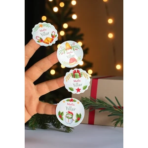 Mutlı Yıllar /yılbaşı/sticker 4 cm 72 Adet - Yeni Yıl Yılbaşı Sticker Hediyelik