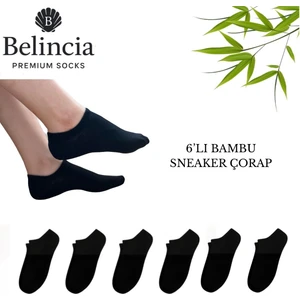 Bambu Kadın Sneaker Dikişsiz Siyah Çorap 6'lı Paket