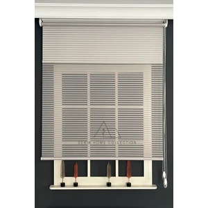 Serin Home Collection Gri Jaluzi Görünümlü Tül ve Stor Perde (Dayanıklı Alüminyum Kasa)