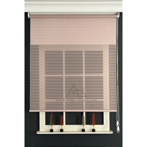 Serin Home Collection Pembe Jaluzi Görünümlü Tül ve Stor Perde (Dayanıklı Alüminyum Kasa)
