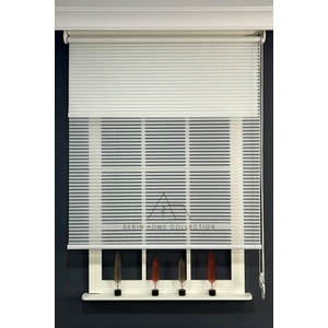 Serin Home Collection Krem Jaluzi Görünümlü Tül ve Stor Perde (Dayanıklı Alüminyum Kasa)