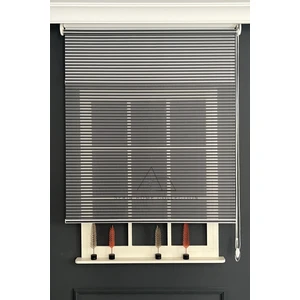 Serin Home Collection Siyah Jaluzi Görünümlü Tül ve Stor Perde (Dayanıklı Alüminyum Kasa)