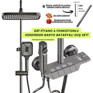 Akdoğan Yapı Ve Hırdavat Piyano Duş Seti Premium Tuşlu ( Antrasit )