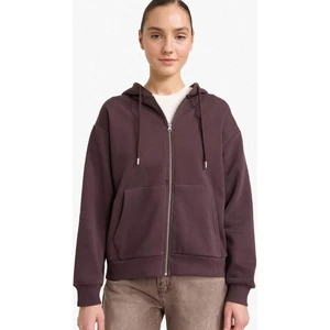 Relax Fit Kapüşonlu Basic Düz Kalın Fermuarlı Sweatshirt C1809AX25AU