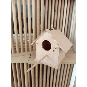 Ahşap Muhabbet Kuşu Cennet Papağanı Folluk Yuvalık Kuş Evi 17X17X 22 cm