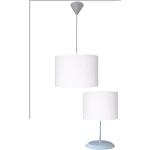 Beyaz Kumaş Kaplama 2.li Set M-0681 Salon Oturma Odası Yatak Odası Genç ve Çocuk Odası Avize ve Abajur