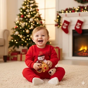 Miniko Kids Bebek Yılbaşı Noel Temalı Kardan Adam Baskılı Eşofman Takımı