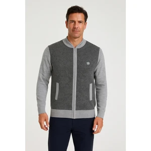 Mutlu City Erkek Orta Yaş ve Üzeri Triko Örgü Akrilik Fermuarlı Kışlık Baba Hırka 2062 Açık Gri