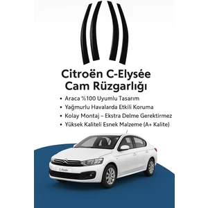 Citroen C-Elysee Cam Rüzgarlığı Kırılmaz Çizilmez 4'lü Takım