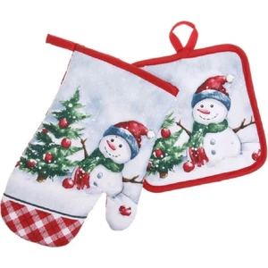 Gift Co Yılbaşı Özel Tasarım Kardan Adam Desenli Fırın Eldiveni ve Tutacak Mutfak Seti - Kırmızı -Premium Kalitede Ürün - Hediyelik - 2 Parça - Kırmızı Beyaz- Sevimli Kardan Adam