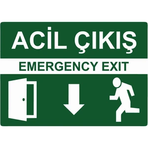 Acil Çıkış Emergency Exıt Isg Uyarı Levhası Pvc A5 15X21 cm