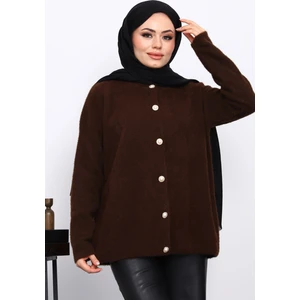 İmaj Butik Kahverengi Bisiklet Yaka Angora Yumoş Hırka