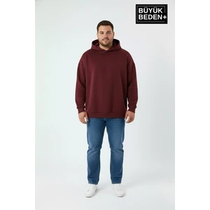 Erkek Büyük Beden Ince Kapşonlu Kollar ve Etek Ribanalı Swatshırt SPR26BSW957