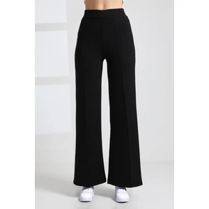 Kadın Önü Nervürlü Geniş Kalıp Bol Paça Modal Kumaş Yüksek Bel Toparlayıcı Pantolon Tayt