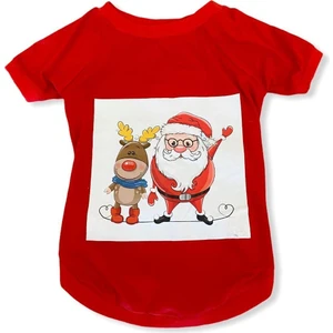 Noel Baba ve Rudolph Kedi Tişörtü Xs